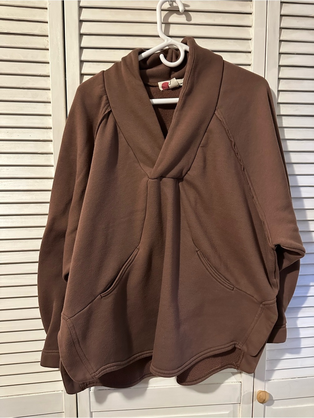 Free People Men's Brown Shawl-Neck Crewneck Sweater
